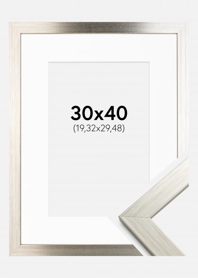 Rahmen Silver Wood 30x40 cm - Passepartout Weiß 8x12 inches