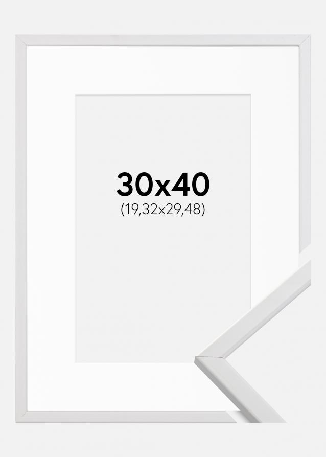 Rahmen Galant Weiß 30x40 cm - Passepartout Weiß 8x12 inches