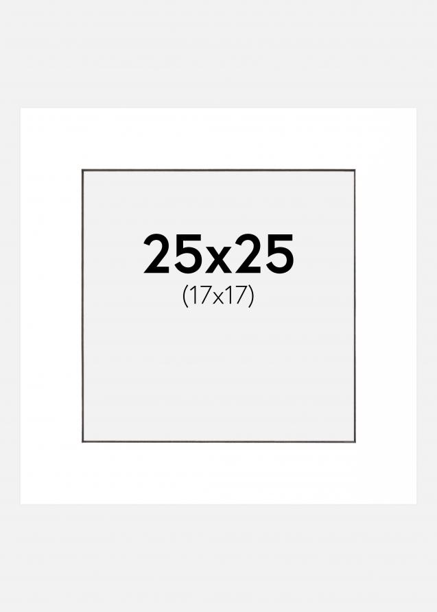 Passepartout Weiß (schwarzer Kern) 25x25 cm (17x17 cm)