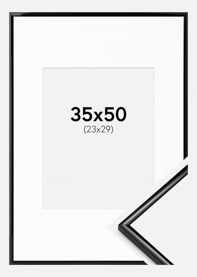 Rahmen Scandi Schwarz 35x50 cm - Passepartout Weiß 24x30 cm