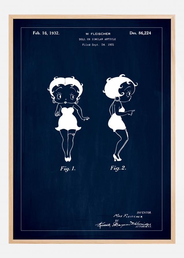 Patentzeichnung - Betty Boop - Blau Poster