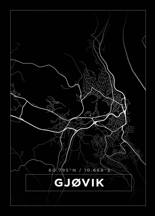 Map - Gjøvik - Black