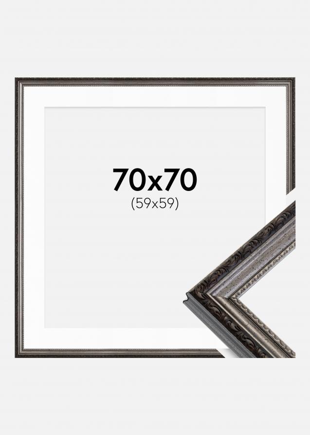 Rahmen Abisko Silber 70x70 cm - Passepartout Weiß 60x60 cm