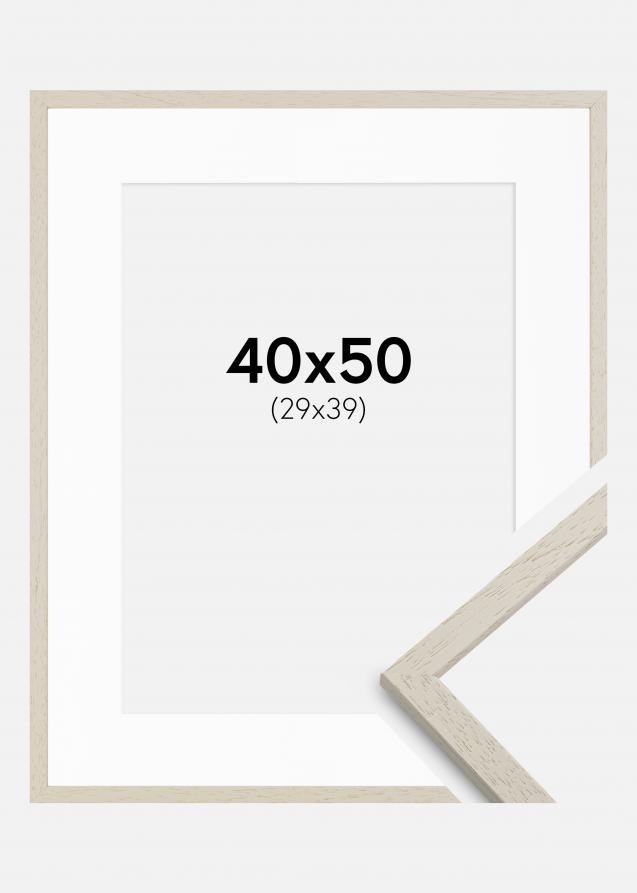 Rahmen Edsbyn Sand 40x50 cm - Passepartout Weiß 30x40 cm