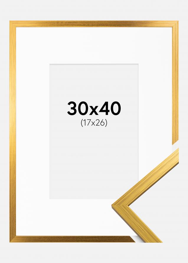 Rahmen Edsbyn Gold 30x40 cm - Passepartout Weiß 18x27 cm