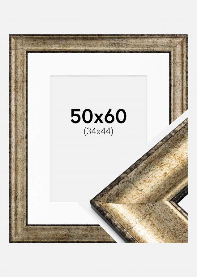 Rahmen Saltsjöbaden Antik-Gold 50x60 cm - Passepartout Weiß 35x45 cm