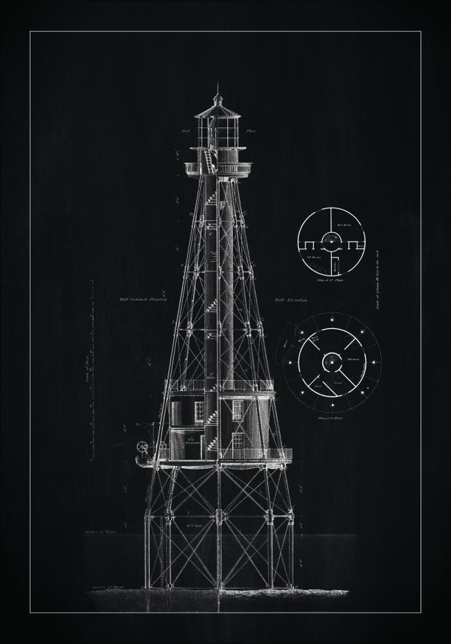 Schiefertafel - Leuchtturm - Ship Shoal Lighthouse Poster