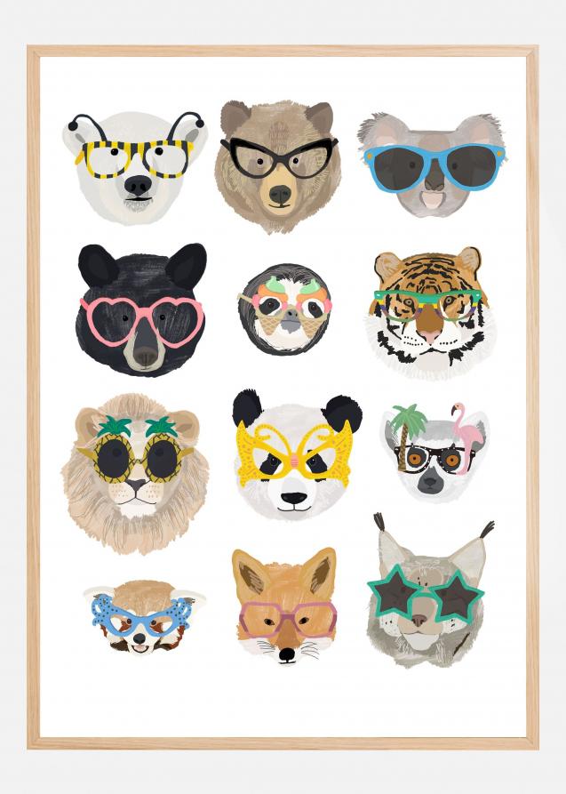 Big Cats in glasses print Poster