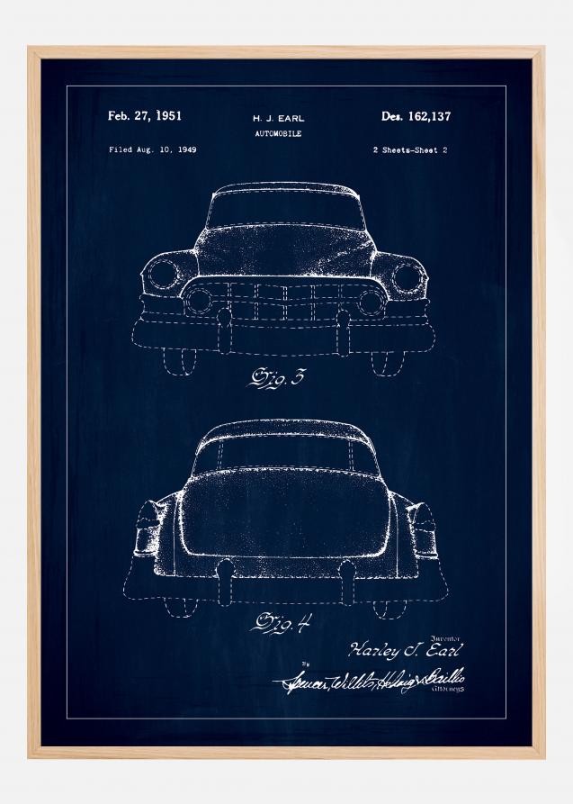 Patentzeichnung - Cadillac II - Blau Poster