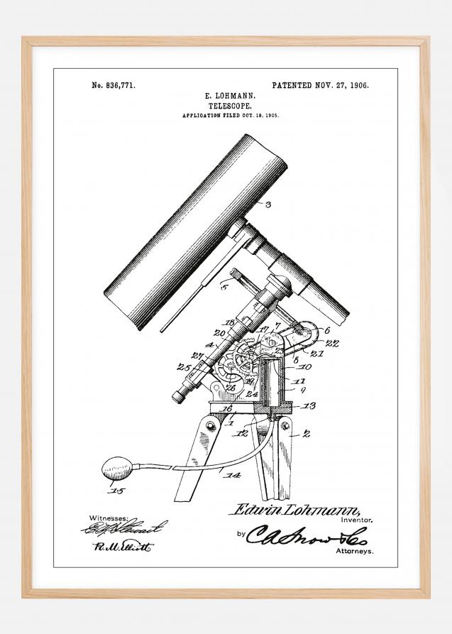 Patentzeichnung - Teleskop - Weiß Poster