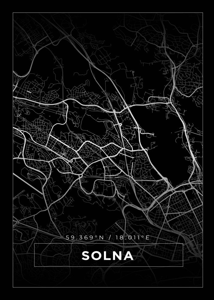 Map - Solna - Black Poster