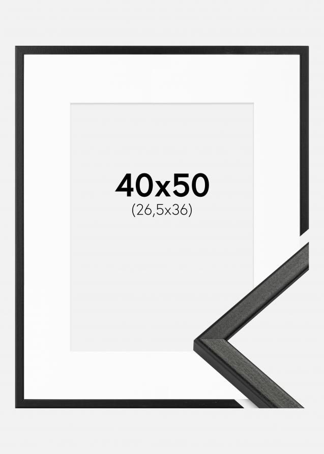 Rahmen Kaspar Schwarz 40x50 cm - Passepartout Weiß 27,5x37 cm