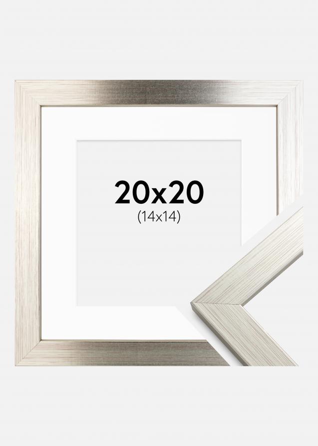 Rahmen Silver Wood 20x20 cm - Passepartout Weiß 15x15 cm
