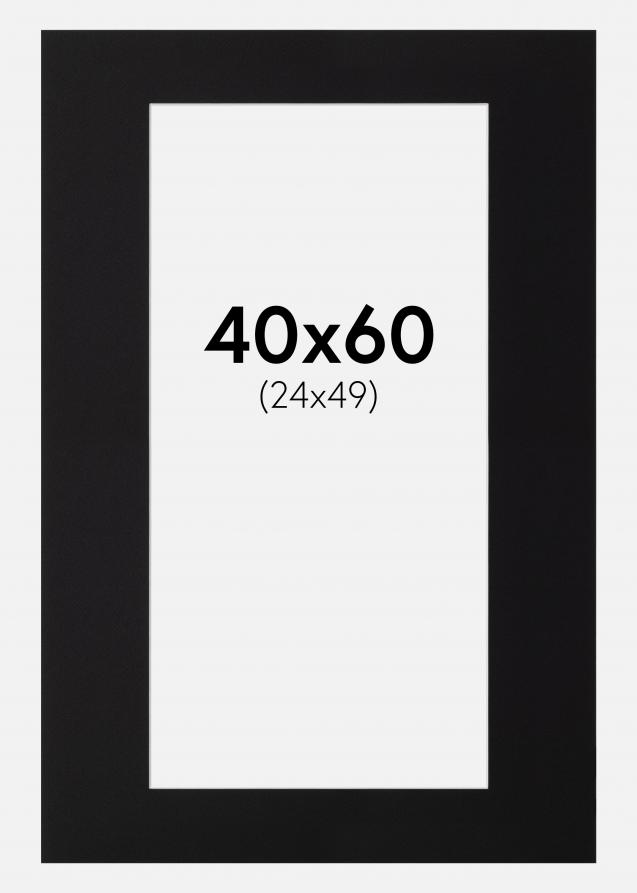 Passepartout Schwarz Standard (weißer Kern) 40x60 (24x49)