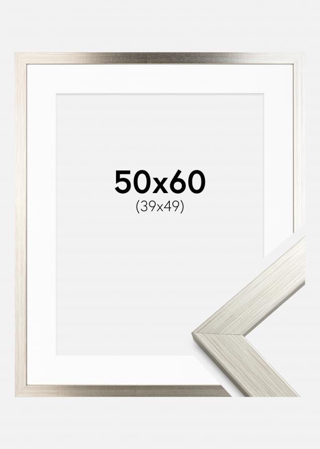Rahmen Silver Wood 50x60 cm - Passepartout Weiß 40x50 cm