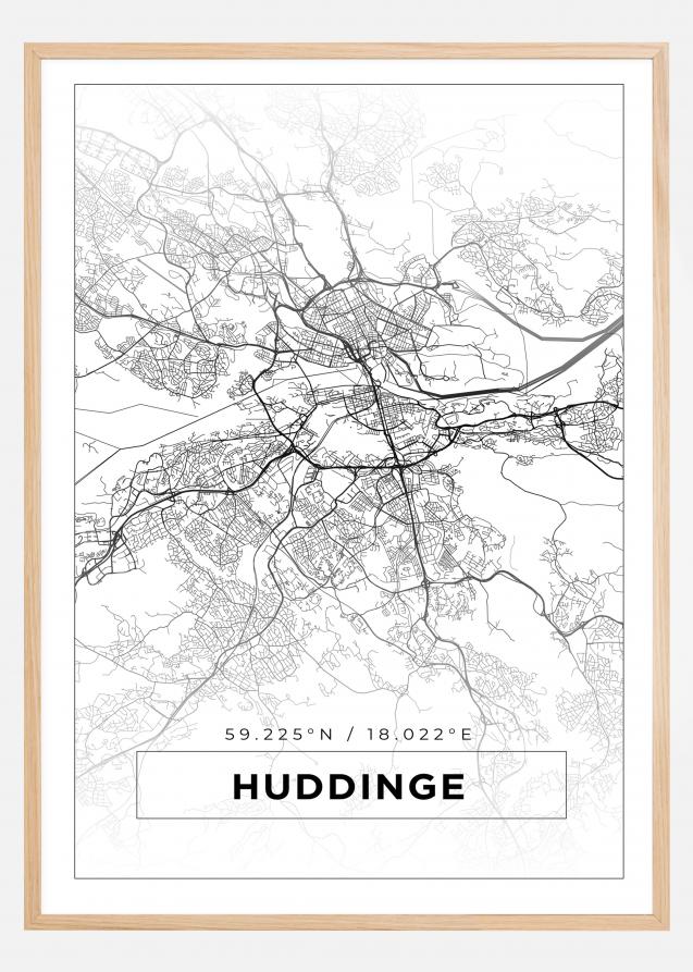 Map - Huddinge - White Poster