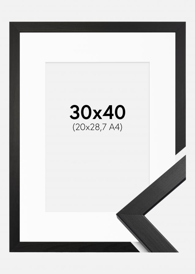 Bilderrahmen Stilren Schwarz 30x40 cm - Passepartout Weiß 21x29,7 cm