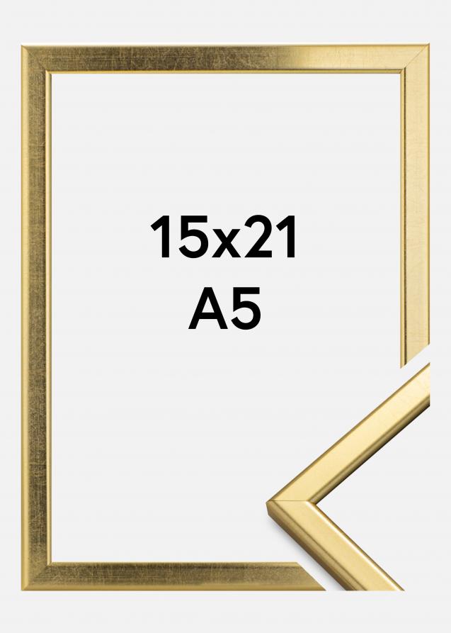 Rahmen Slim Matt Antireflexglas Gold 15x21 cm (A5)