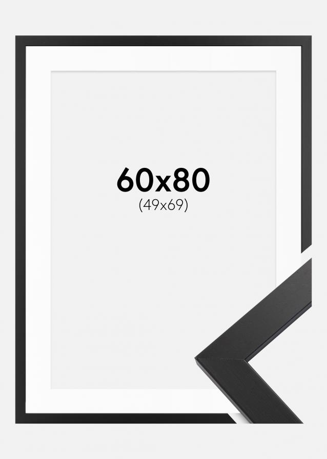 Rahmen Black Wood 60x80 cm - Passepartout Weiß 50x70 cm