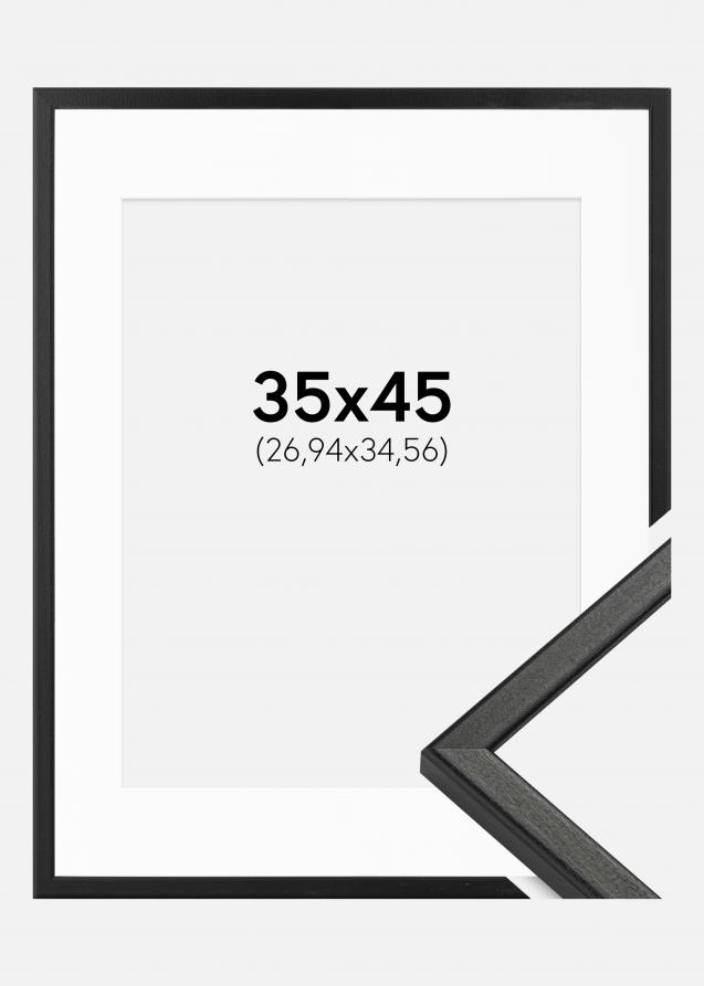 Rahmen Kaspar Schwarz 35x45 cm - Passepartout Weiß 11x14 inches