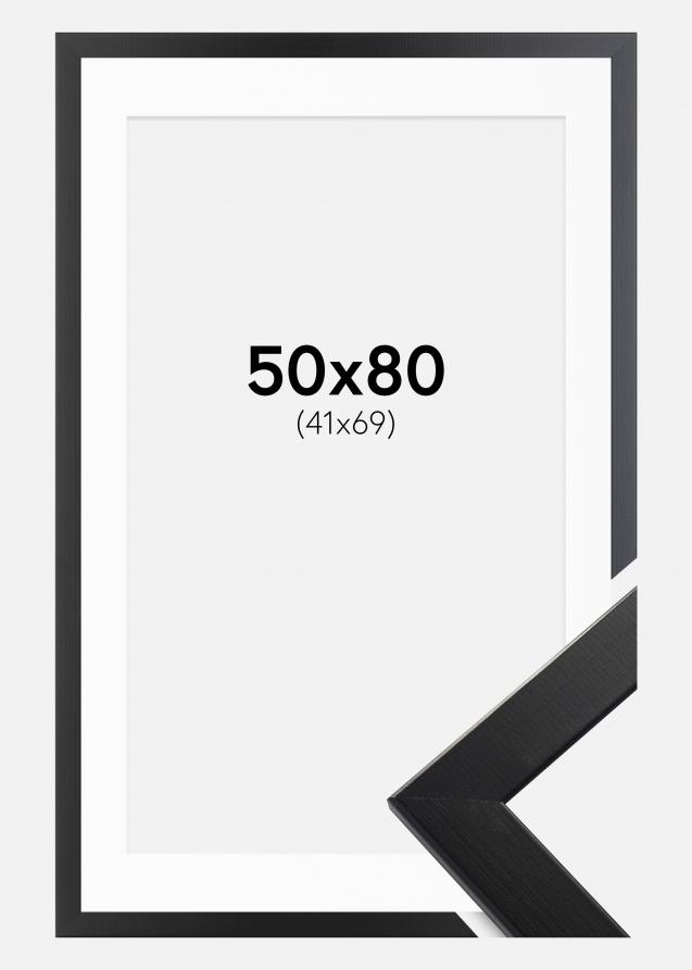 Rahmen Trendline Schwarz 50x80 cm - Passepartout Weiß 42x70 cm