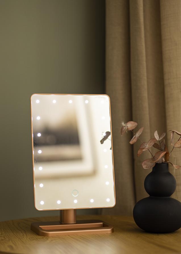 KAILA Kosmetikspiegel LED mit Bluetooth-Lautsprecher Roségold 18x30 cm