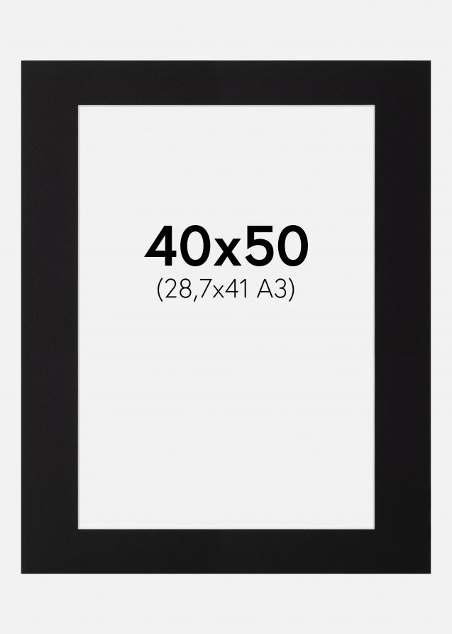 Passepartout Schwarz Standard (weißer Kern) 40x50 cm (28,7x41 - A3)