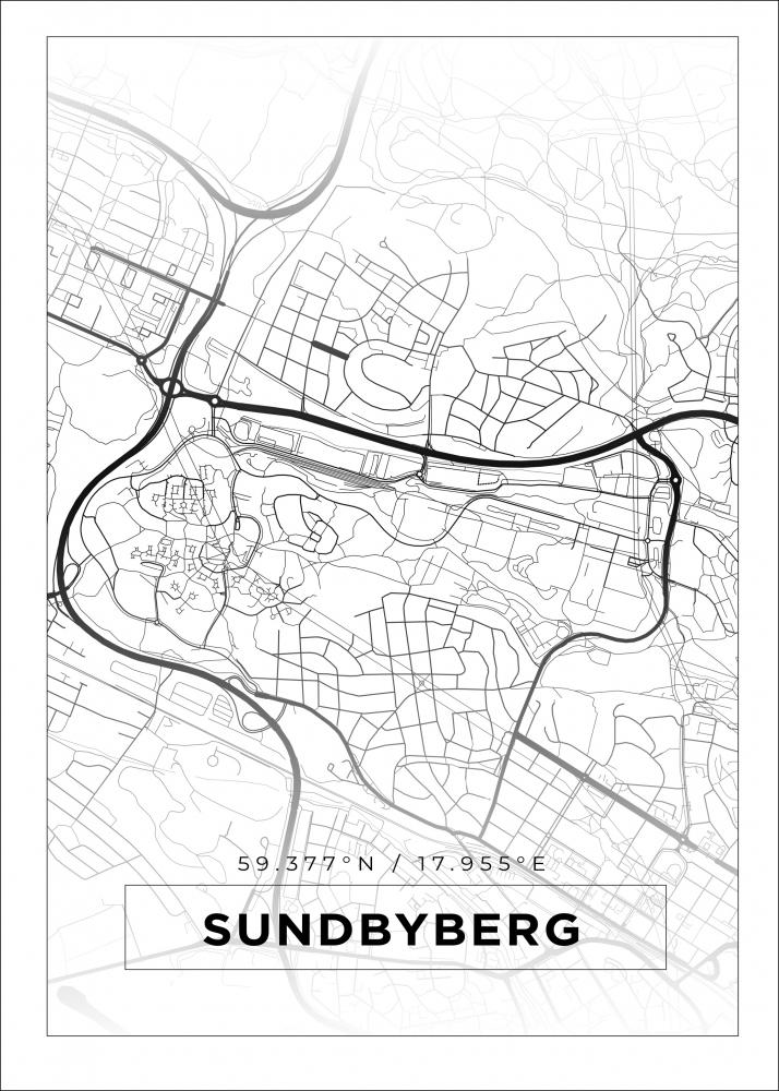 Map - Sundbyberg - White Poster
