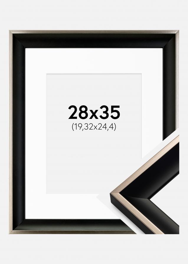 Rahmen Öjaren Schwarz-Silber 28x35 cm - Passepartout Weiß 8x10 inches