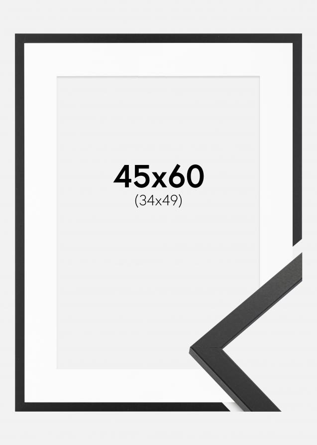 Rahmen Trendy Schwarz 45x60 cm - Passepartout Weiß 35x50 cm