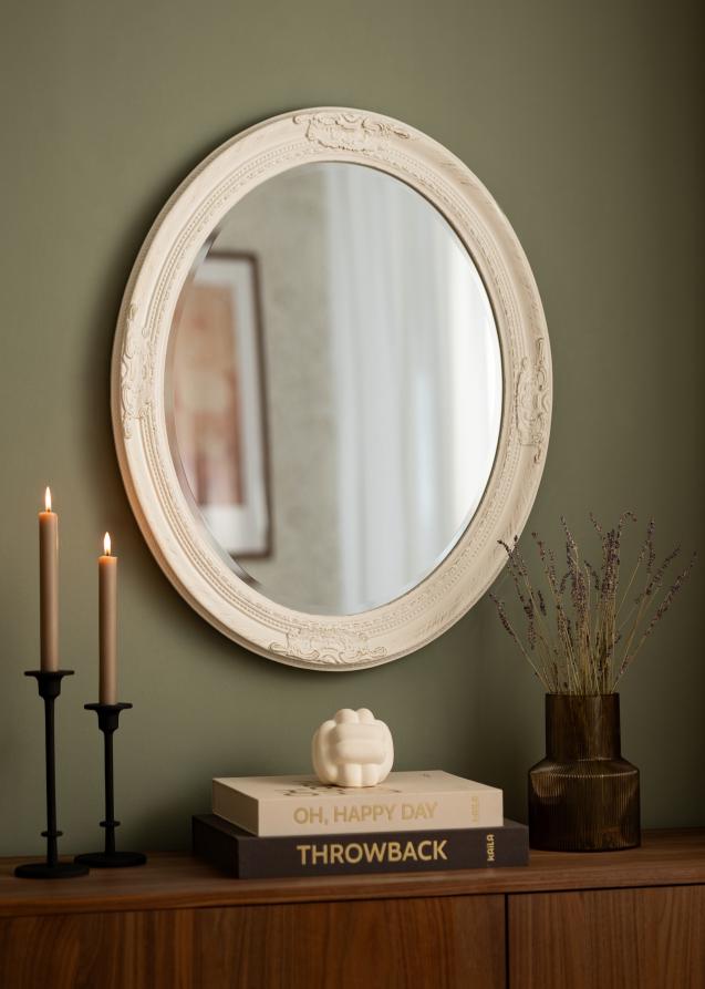 Spiegel Antique Weiß Oval 50x60 cm