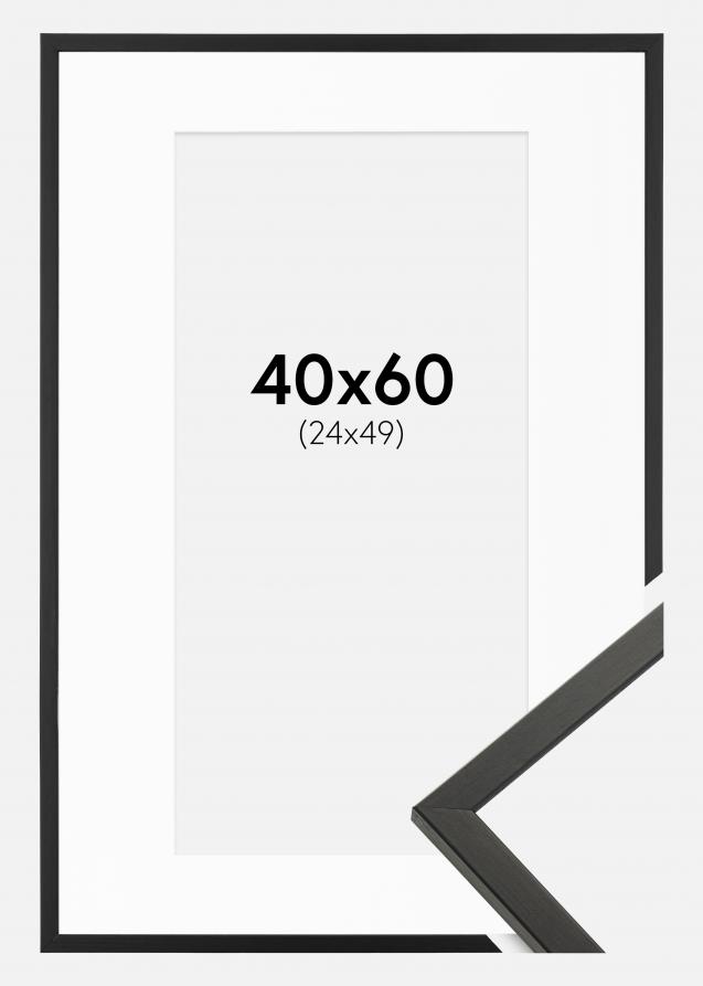 Rahmen Galant Schwarz 40x60 cm - Passepartout Weiß 25x50 cm