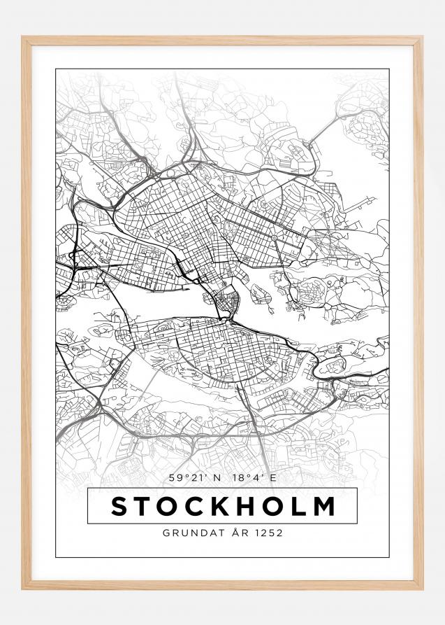 Map - Stockholm - White Poster