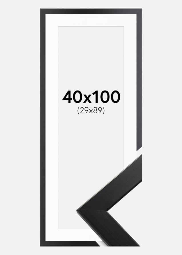 Rahmen Trendline Schwarz 40x100 cm - Passepartout Weiß 30x90 cm