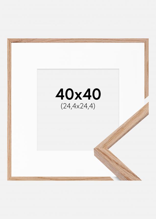 Rahmen E-Line Eiche 40x40 cm - Passepartout Weiß 10x10 inches