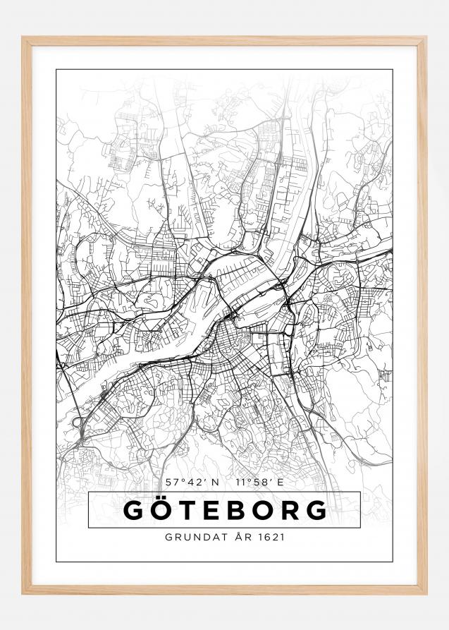 Map - Göteborg - White Poster
