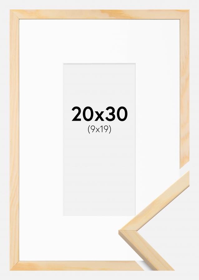 Rahmen Galant Kiefer 20x30 cm - Passepartout Weiß 10x20 cm