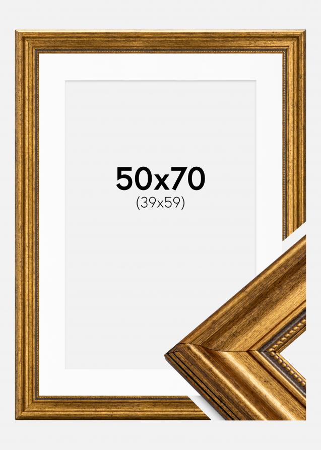 Rahmen Rokoko Gold 50x70 cm - Passepartout Weiß 40x60 cm