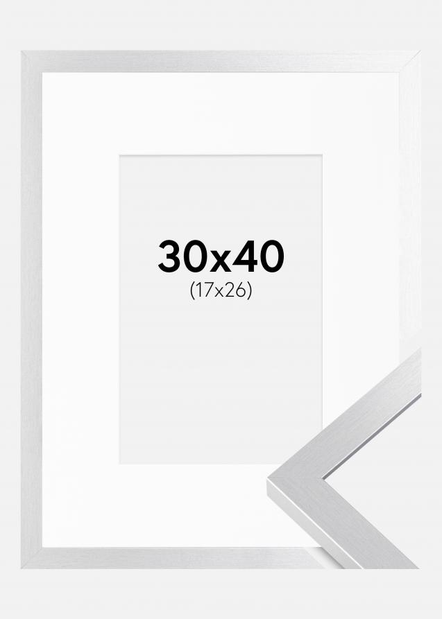Rahmen Selection Silber 30x40 cm - Passepartout Weiß 18x27 cm
