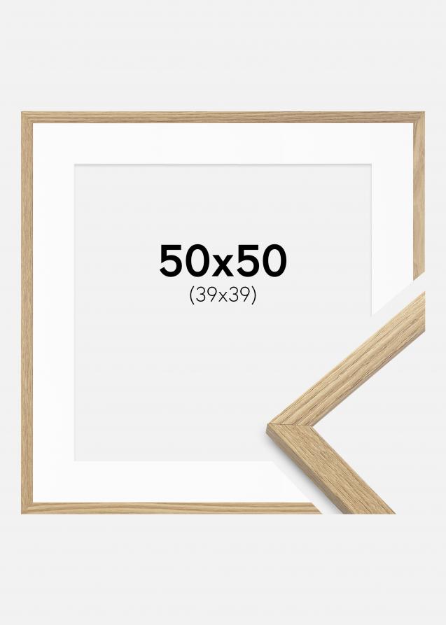 Rahmen Trendy Eiche 50x50 cm - Passepartout Weiß 40x40 cm