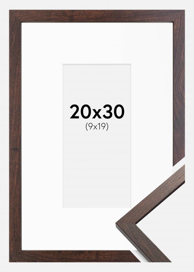 Rahmen Trendy Walnuss 20x30 cm - Passepartout Weiß 10x20 cm