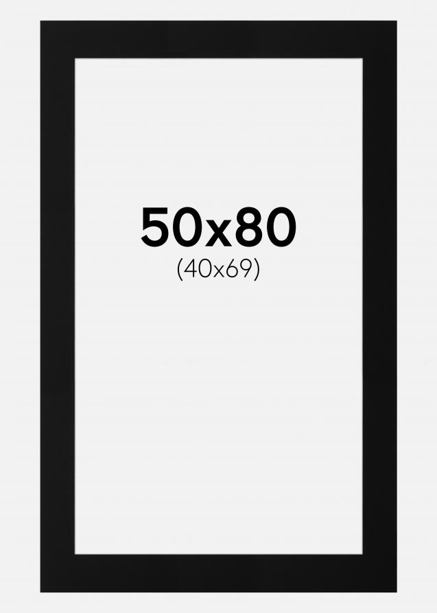 Passepartout Schwarz Standard (weißer Kern) 50x80 cm (40x69)