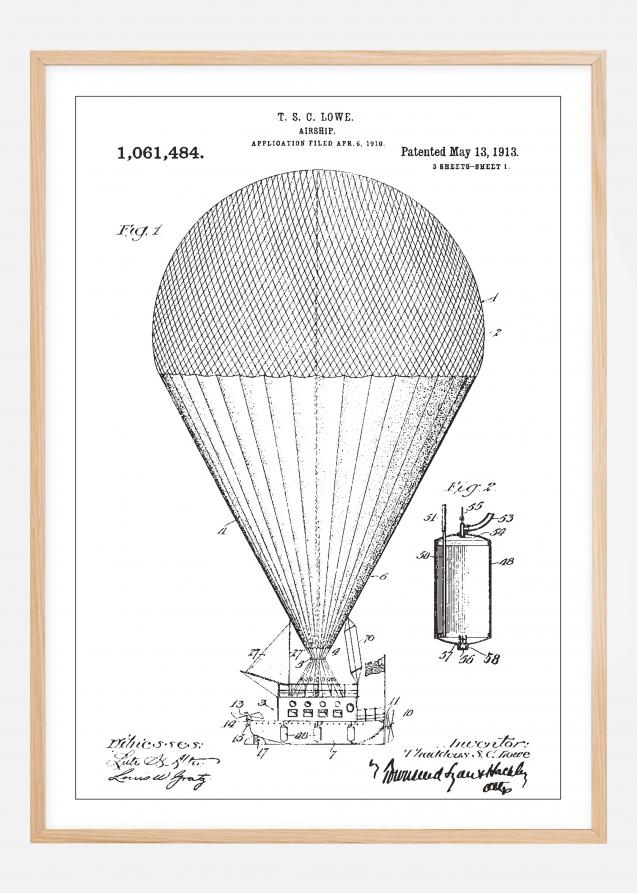Patentzeichnung - Luftschiff - Weiß Poster
