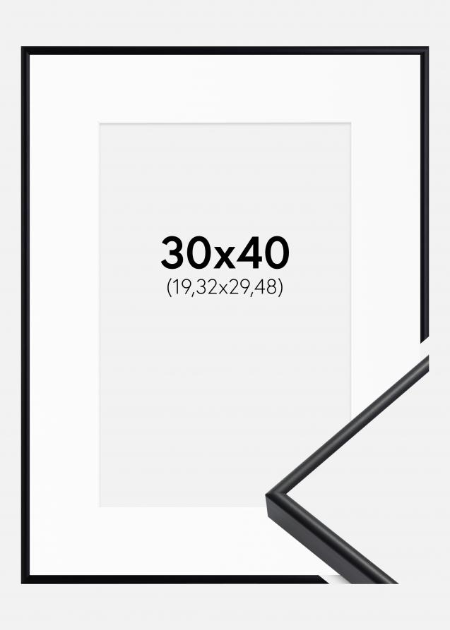 Rahmen Visby Schwarz 30x40 cm - Passepartout Weiß 8x12 inches
