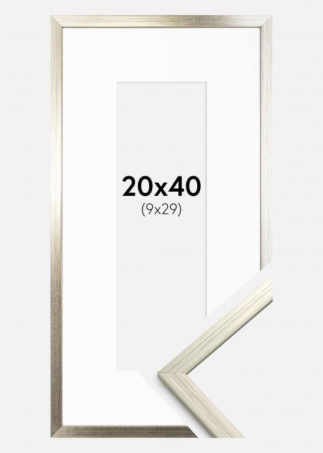 Rahmen Edsbyn Silber 20x40 cm - Passepartout Weiß 10x30 cm