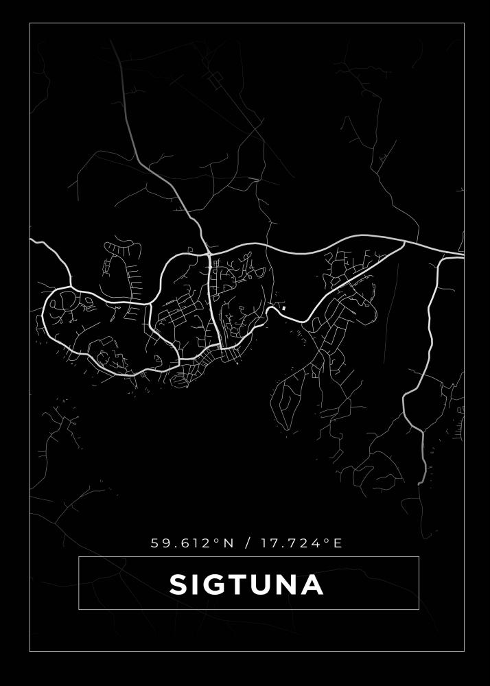 Map - Sigtuna - Black Poster