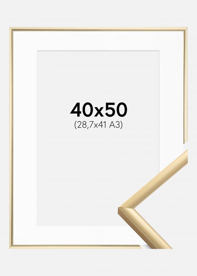 Rahmen New Lifestyle Gold 40x50 cm - Passepartout Weiß 29,7x42 cm (A3)