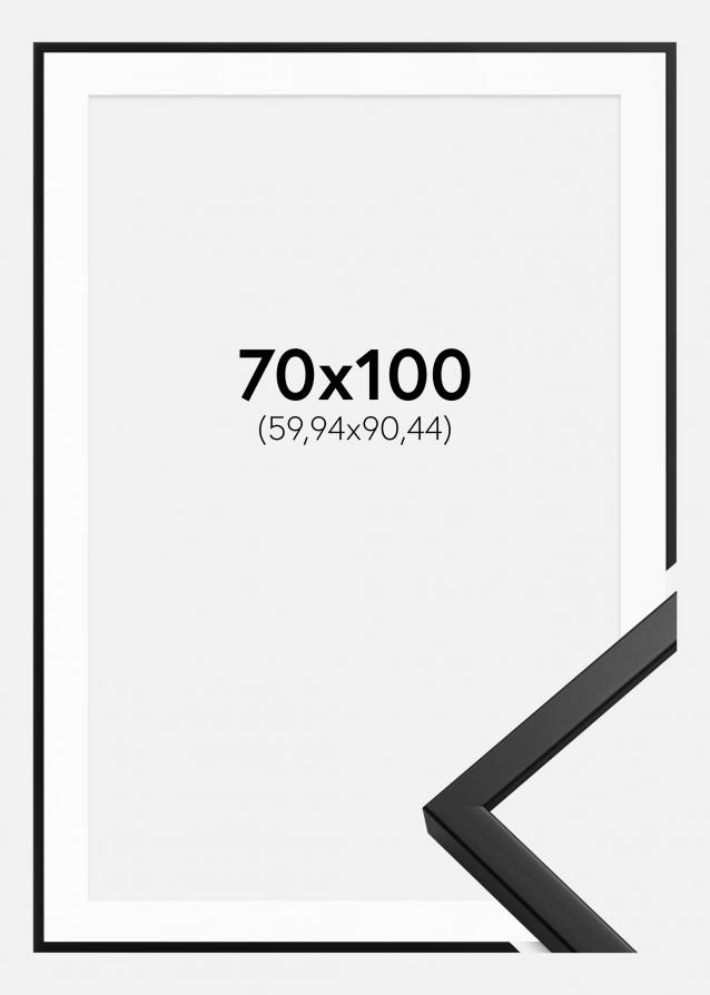 Rahmen Oslo Schwarz 70x100 cm - Passepartout Weiß 24x36 inches