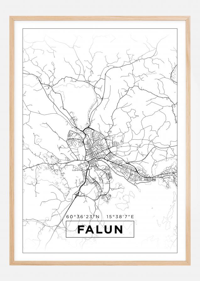Map - Falun - White Poster