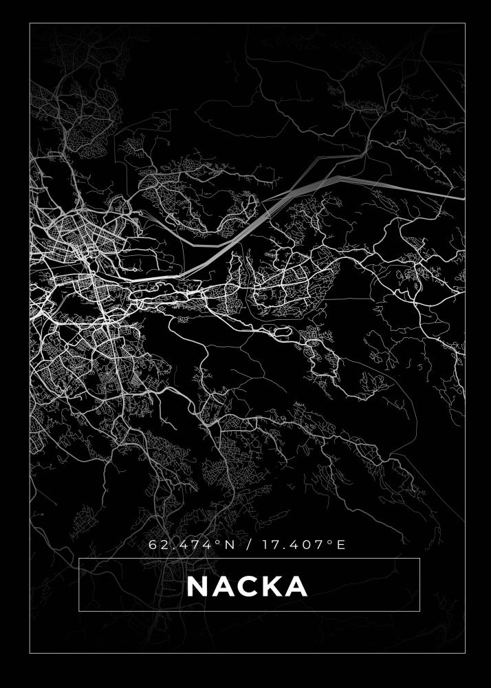 Map - Nacka - Black Poster